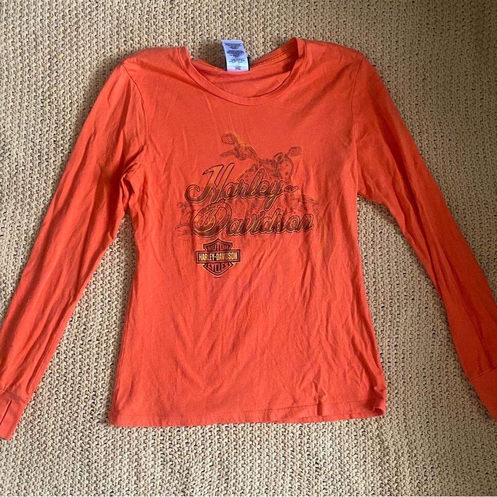 Harley Davidson - Orange Long-Sleeve Top